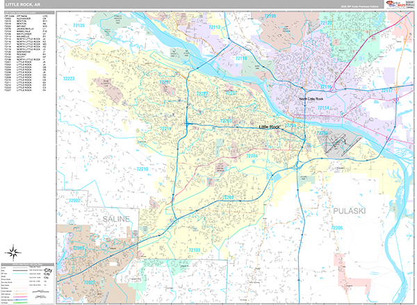 Little Rock Wall Map